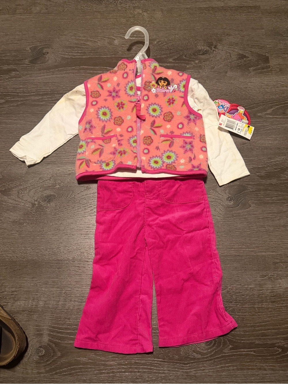 Dora the explorer Pink Floral Fleece Vest & Hot Pink Pants Kids Costume Set